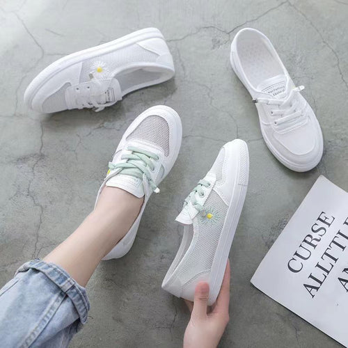White Daisy Breathable Mesh Sneakers